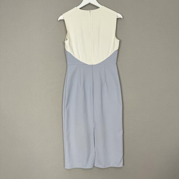 Diane Von Furstenberg DVF Colorblock Sheath Dress Womens 4 Gray Modest Career - Picture 4 of 15